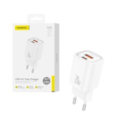 Foneng Adapter EU70 2 Ports USB+Tipo-C PD 20W White